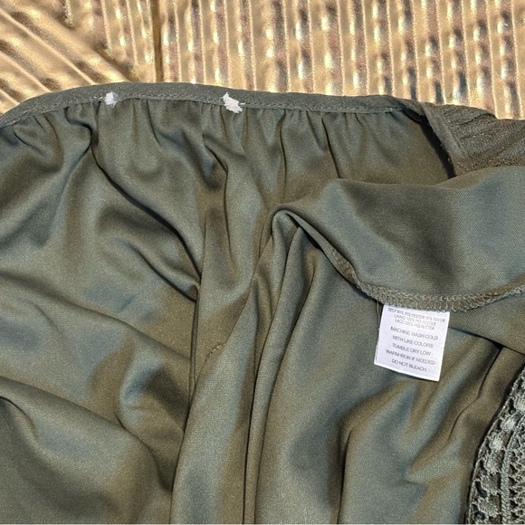 Olive Green Dress with Mesh Detail - Picture 7 of 7